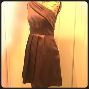 Jenny Yoo Hammered Satin Bronze Cocktail Dress